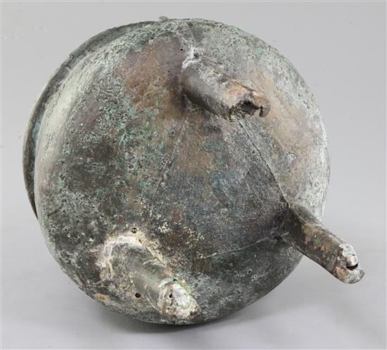 A Chinese archaic bronze tripod ritual food vessel, Ding, Western Zhou dynasty, 11th - 8th century BC, 22cm high, slight faults